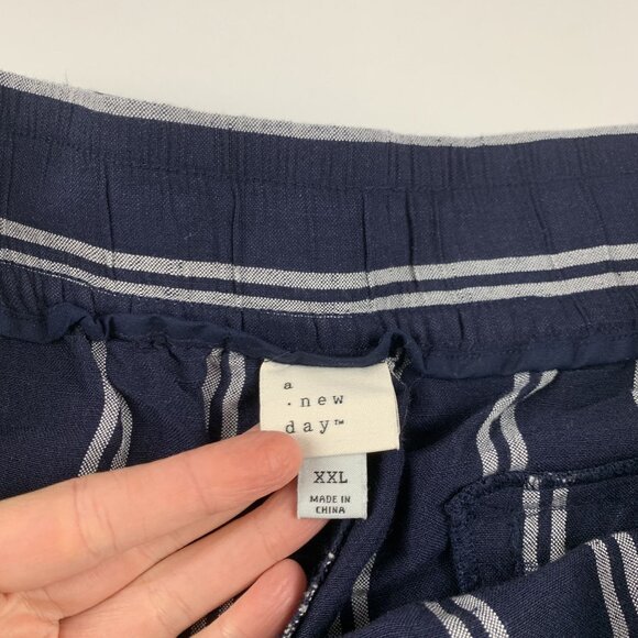A New Day Navy White Striped Linen Blend Wide Leg Lounge Pant XXL - Picture 3 of 7